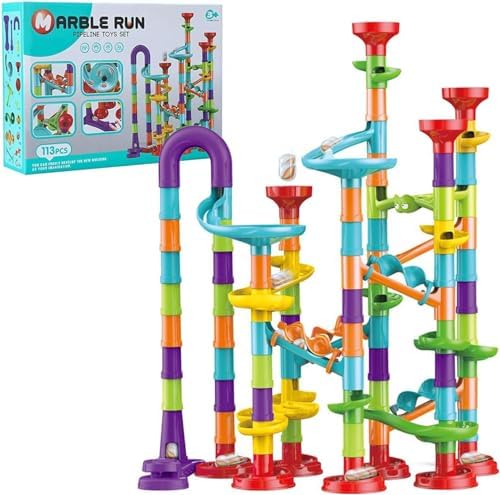 Marble Run Toys Maze Game DIY Educational Playset Birthday Gift for Ages 3+,Track Pipe Building Blocks Glass Marbles for for Kids Ages 4-8 Birth Day Preschool, Toys for 3 Year Old Boys Christmas by Unknown
