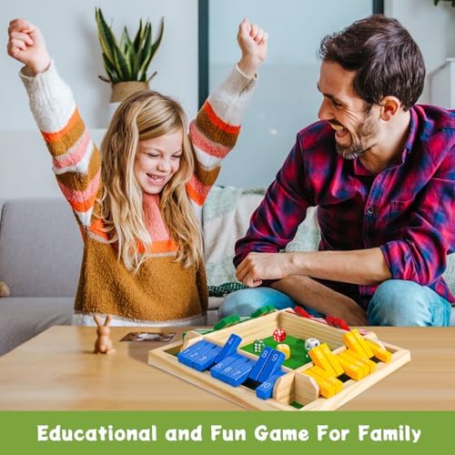 Shut The Box Dice Game 12 Inch Upgraded 2-4 Player Wooden Dice Game Math Addition Games Close The Box Family Wooden Dice Board Game for Kids Adults, Tabletop Version for Classroom, Home, Party or Bar - Image 2