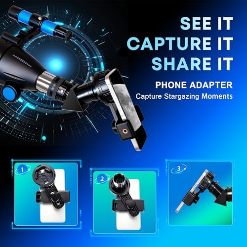 Hawkko Telescope for Adults & Kids, 80mm Aperture 600mm High Powered Telescope for Astronomy Beginners - Refractor Telescopes with AZ Tripod, Phone Adapter and Portable Bag for Moon Observation - Image 5