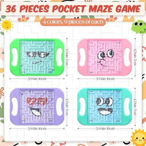 JellyArch 36 Pcs Mini Maze Puzzle Bulk for Kids Maze Cubes, Emotion - Image 2