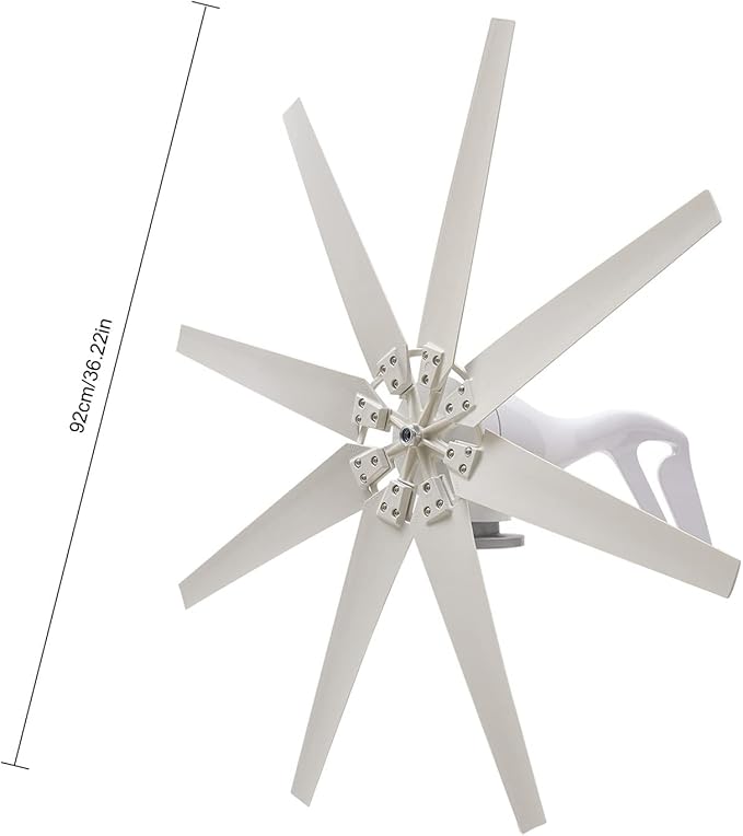 Bepritm Vertical Axis Wind Turbine, Wind Generator Kit with Controller & IP67 Protection, Ultra-Quiet Design for Home, RV, Business, Industrial Energy Supply (600W 12V White 8 Blades)