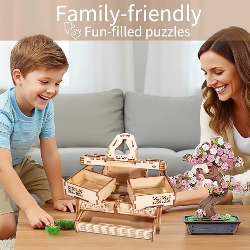 3D Wooden Puzzles for Adults, Treasure Box, DIY Mechanical Model Kits for Adults and Kids to Build, Creative Gift for Women or Men Birthday, Christmas (Treasure Box) - Image 5