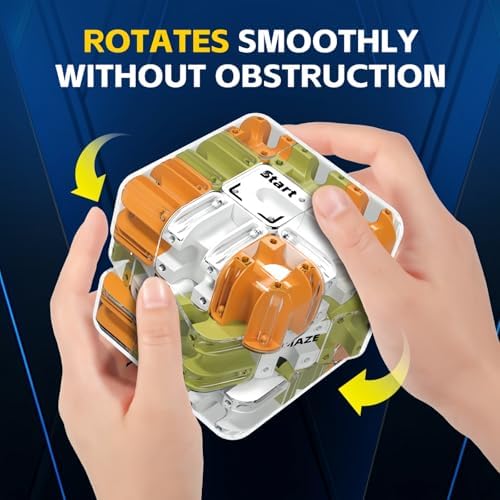 3D Rolling Ball Maze Cube, Marble Labyrinth Cube, 3D Labyrinth Puzzle Cube, Spatial Awareness Brain Training Educational Focus Game Gift for Adults Teens Kids (Orange & Green) - Image 3