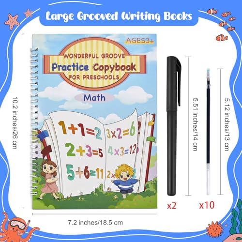 Large Magic Grooved Writing Practice Book-Reusable Handwriting Practice for Kids 8-10- Pre k workbooks - Image 2