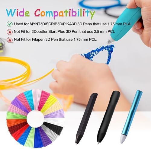 20 Colors 3D Pen Filament Refills 1.75mm PLA Threads Each Color 16.4 Feet Total 328 Feet with 2 Finger Caps Compatible with SCRIB3D and Compatible with MYNT3D 3D Pencil (3D Pen Not Included) - Image 5
