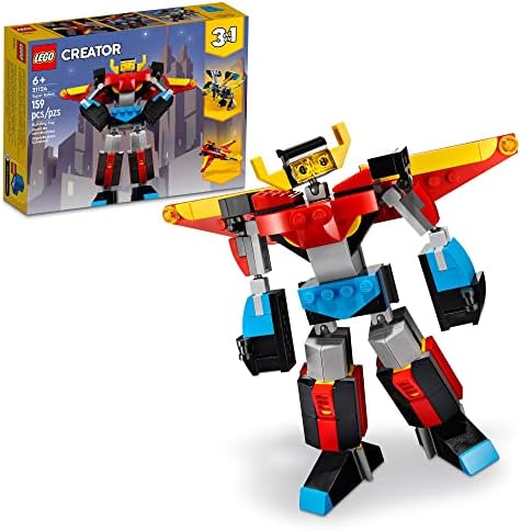 LEGO Creator 3 in 1 Super Robot Building Kit, Kids Can Build a Toy Robot or a Toy Dragon, or a Model Jet Plane, Makes a Creative Gift for Kids, Boys, Girls Age 7+ Years Old, 31124 by Unknown