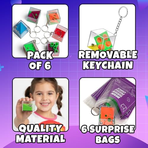 Brain Teaser Puzzle Cubes Keychains (6-Pack) Mini Maze Party Favor Toys - Image 2