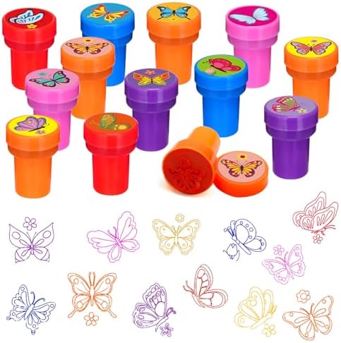Cinrobiye 24 Pcs Butterfly Stampers Party Favor Set, Cute Butterfly Stamps for Kids Birthday Party, Classroom Rewards, Carnival Prizes, Goody Bag Fillers,Themed Party Supplies by Cinrobiye