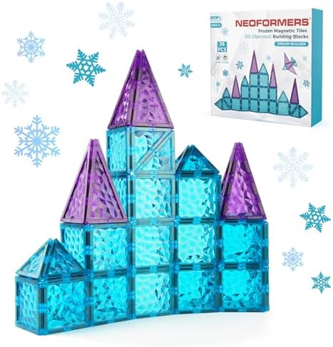 Magnetic Tiles 26 pcs Frozen Castle Magnetic Tiles - 3D Diamond Building Blocks, STEM Educational Kids Toys for Pretend Play, Birthday Gifts Montessori Sensory Educational Magnet Toys by NEOFORMERS
