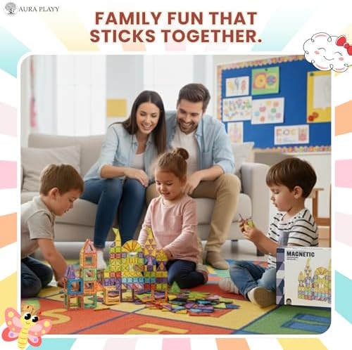 55-Piece Magnetic Tiles Set – Creative 3D STEM Building Toy for Kids - Image 4