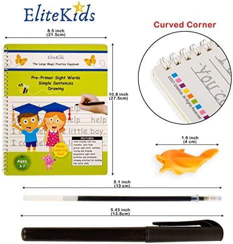 Teacher Designed Reusable Kindergarten Sight Words-EliteKids Large Magic Practice Copybook For Kids- Handwriting practice Letter Tracing Books for Kids Ages 3-5, Handwriting workbook for kids - Image 3