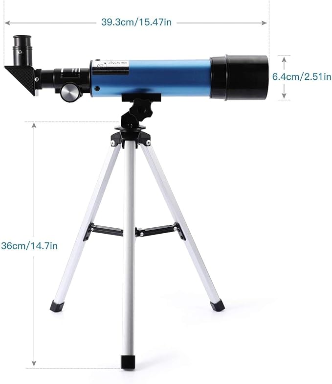 Telescope for Beginners and Kids, 60mm Aperture Refractor, Portable, Portable 90X Astronomical Telescope with Tripod, 2 Eyepieces, 1.5X Barlow Len, Astronomy Gift