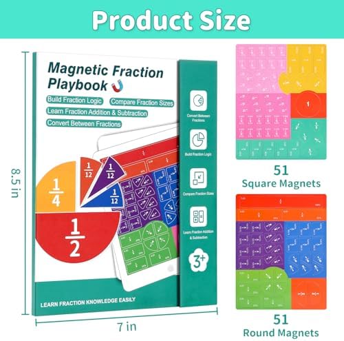 Magnetic Fraction Book, 102 Piece Fraction Manipulatives for Kids - Image 2