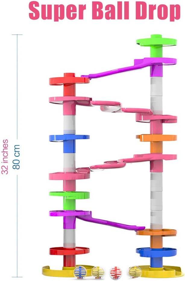 WEofferwhatYOUwant Super Ball Drop – 26-Piece Giant Marble Run for Toddlers 10M+ | Extra Tall STEM Tower Toy with Large Balls, Windy Ramps & Double Bridges | Expandable, Durable & Educational Toy Set