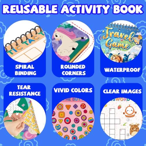 Elfew 2 Pack Reusable Wipe Clean Travel Game Activity Books for Kids 8-12 - Image 4