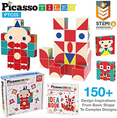 PicassoTiles Infinite Magnetic Puzzle Magic Cube Easy-Connect Brain Teaser Toy Set Magnet Pattern Block Matching Toys Free Ideabook 150+ Inspirations STEM Learning Kids Boys&Girls Age3+ PTC25 - Image 2