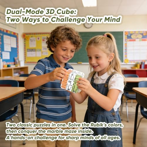 3D Cube Puzzle, Orange Labyrinth Brain Teaser Maze Ball Fidget Toys - Image 5