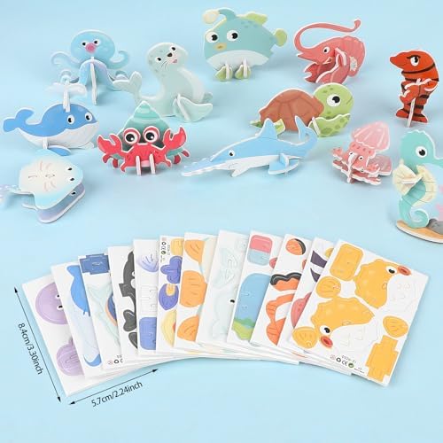 CCINEE 25 Pcs Educational 3D Cartoon Puzzles for Kids,3D Ocean Learning Educational Paper Puzzle Game for DIY Crafts Gifts - Image 4
