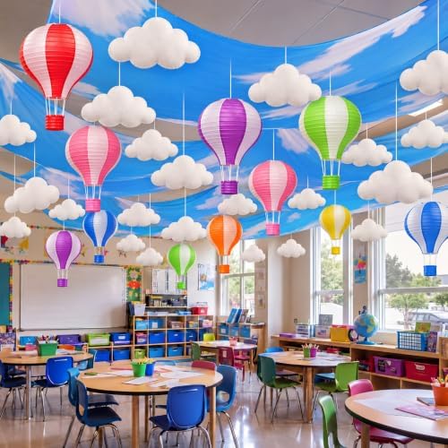 46 Pcs Hot Air Balloon Ceiling Decoration for Classroom Hanging by Relaxgiant