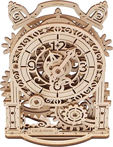UGEARS Vintage Alarm Clock 3D Puzzle - Wooden Model Kit for Adults to Build - Mechanical Model Desk Clock Making Kit - 3D Jigsaw Puzzle Wood Toy Clock - DIY Brain Teaser Puzzle Construction Set - Image 2