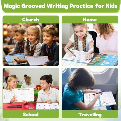 gisgfim Bible Magic Grooved Writing Practice Books for Kids Reusable Grooved Handwriting Workbooks for Kids Ages 3-8 Tracing Bible Magic Copybooks for Christian Activity Sunday School Gifts Prizes - Image 6