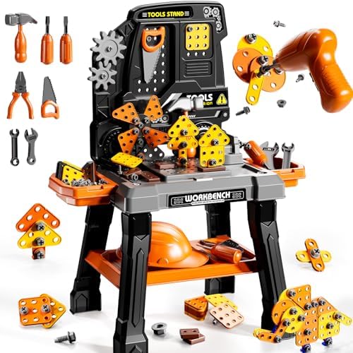 Kids Tool Toy Playset with Electronic Drill Sound for Aged 3-8 by KIZONLY