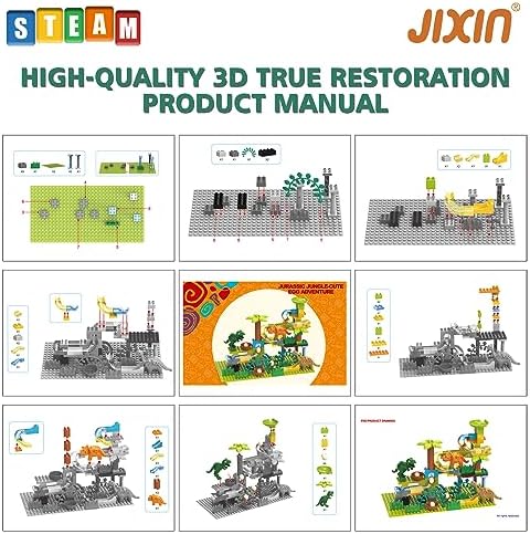 JIXIn Dinosaur Marble Runs for Kids 4-8/Building Blocks Compatible with DUPLO LEGO Sets/Marble Run for Kids Ages 3-5/125 PCS Classic Big Blocks Montessori Learning STEM Toys for Kid Age 3+ - Image 3