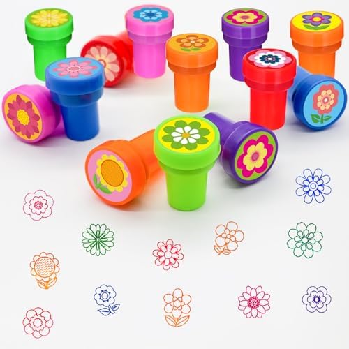 Cinrobiye 24 Pcs Flower Stampers Party Favor Set, Cute Floral Stamps for Kids Birthday Party, Classroom Rewards, Carnival Prizes, Goody Bag Fillers, Garden Floral Party Supplies - Image 4