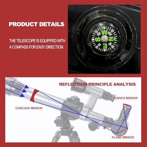 Ideal Swan Telescope for Kids 8-12, 20x 30x 40x, Starter Spyglass Compass - Image 5