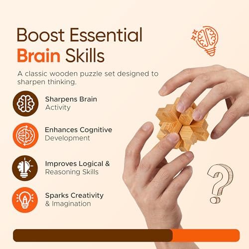 Wooden Brain Teaser Puzzles, 15pcs 3D Brain Teasers for All Ages - Image 3
