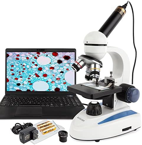 AmScope Digital Cordless Compound Monocular Microscope, 1.3MP Camera by AmScope