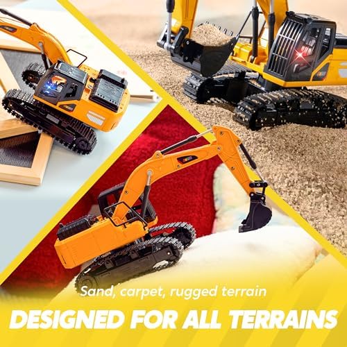 JOYIN Remote Control Excavator Toys for Boys, 2.4Ghz RC Play Excavator with Light, Construction Toys for Boys Birthday Gift 4-7 8-12 Year Old Kids - Image 3