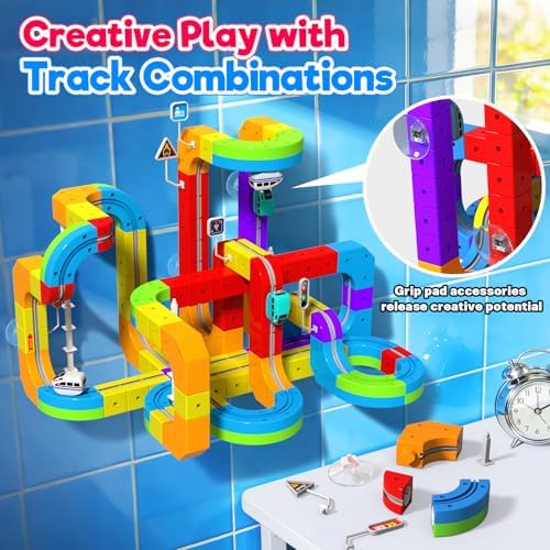 Electric Train Set for Kids, 110PCS 3D Racing Track Sets with Electric Train, Traffic Signs, STEM Train Toys Birthday Gifts for Boys and Girls Age 3+ Years Old - Image 5