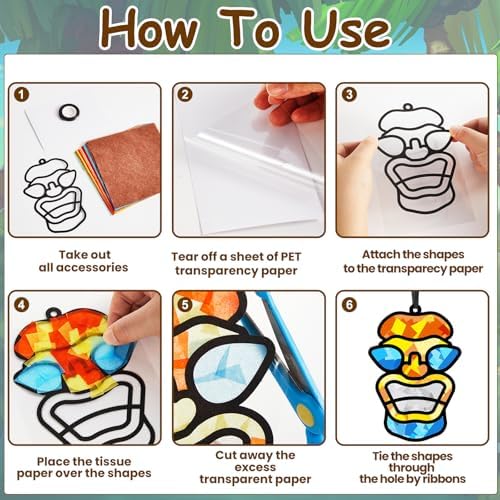 Qyeahkj 36Set Tiki Theme Suncatchers Crafts Kit for Kids - Image 3