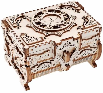 3D Wooden Puzzles for Adults,Wooden Toy for Kids and Adults,Model Building Kit,Educational Brain Teaser,Best Educational Christmas Birthday Day Gift for Friends (Wooden Antique Box) by Unknown