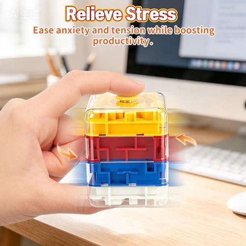 2-in-1 Fidget Spinner Maze Cube 3D Puzzle Brain Teaser 4 Level - Image 3