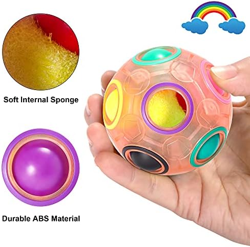 Vdealen Magic Rainbow Puzzle Ball, Fidget Ball Puzzle Brain Teaser Fidget Toy for Boys & Girls- Birthday Party Easter Valentines Christmas Stocking Stuffers for Kids Teen & Adults(Pink) - Image 3