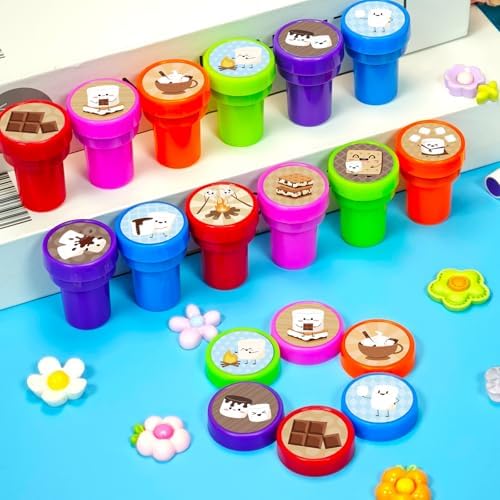 Cinrobiye 24 Pcs Marshmallow Stampers Party Favor Set, Cute Sweet Treat Stamps for Kids Birthday Party, Classroom Rewards, Carnival Prizes, Goody Bag Fillers, Dessert Themed Party Supplies - Image 3