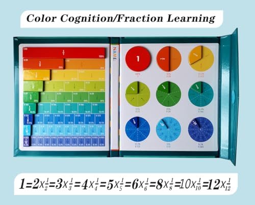 Magnetic Fraction Educational Puzzle Fraction Tiles and Circles, Equip Magnetic Score Disk Demonstrator,Math Manipulatives Enhance Early Primary School Students Mathematical Skills - Image 6