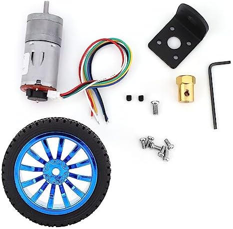 DIY Encoder Gear Motor with Mounting Bracket 65mm Wheel Kit, JGA25-371 Metal Gears DC12V for Smart Car Robot Printer Machinery Equipment (Speed ​​100) by Hapivida