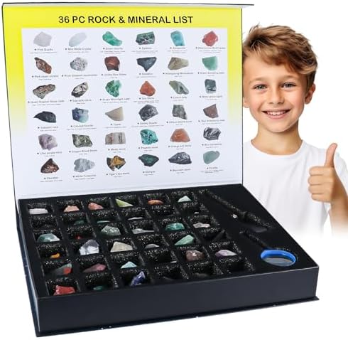 36pc Rock & Mineral Collection Kit for Kids, STEM Earth Science Set - Image 2