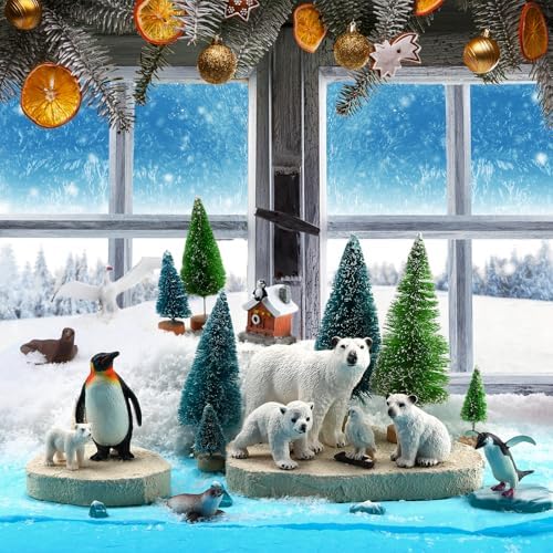 Gerrii Arctic Animals Habitat Project Set, Winter Polar Animals Diorama Box Kit Figurine Model Polar Bear Penguin Animal Figurines Diorama Supplies for DIY Crafts Project Gifts - Image 5