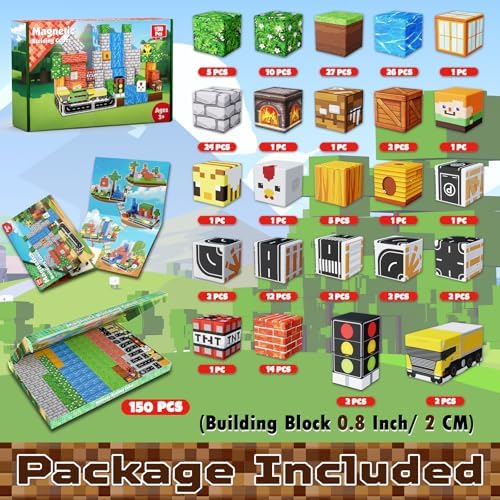 Magneverse 150 PCS Magnetic Blocks - Forest Magnetic Building Block for Kids Ages 4-8, Magnetic Cubes for Boys Girls, STEM Educational Stacking Magnet Toy for 3 4 5 6 7 8 9 10 11 12 Birthday Gifts - Image 2