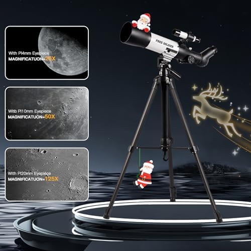 FREE SOLDIER Telescope 70mm Aperture 500mm Refractor Telescope for Adults High Powered - Professional Astronomical Refracting Telescope for Adults Beginners with Phone Adapter White - Image 3