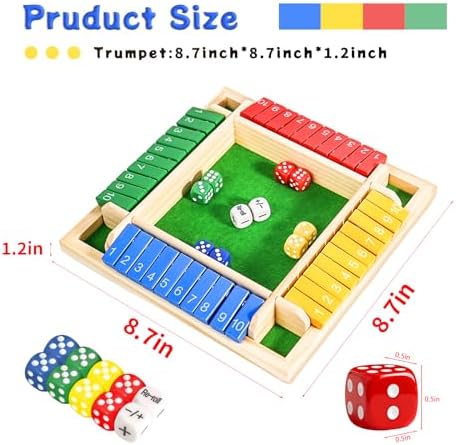 Shut The Box Dice Game for 2-4 Player Wooden Dice Game Math Games Close The Box Family Dice Board Games for Kids Adults, Tabletop Version Games for Classroom, Home, Easter Day, Party or Pub - Image 5