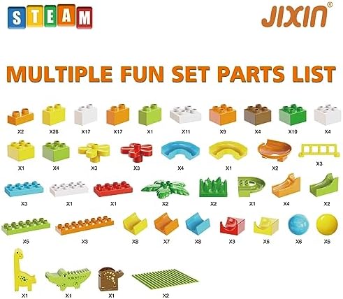 JIXIn Dinosaur Marble Runs for Kids 4-8 Building Blocks 187Pcs Compatible with LEGO DUPLOS for Age 3-5 - Marble Run for Kids Ages 3-5 - Montessori Toys - STEM Toys - Fun Dinosaur Toys for Kid Ages 3+ - Image 2