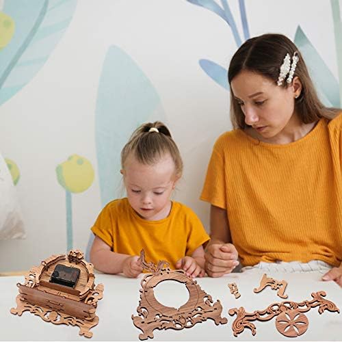 OWNONE1 Wooden 3D Puzzle Clock Model Kit for Adults, DIY Desk Clock, Dark Wooden 3D Puzzles, Crafts Gifts for Kids Children - Image 6