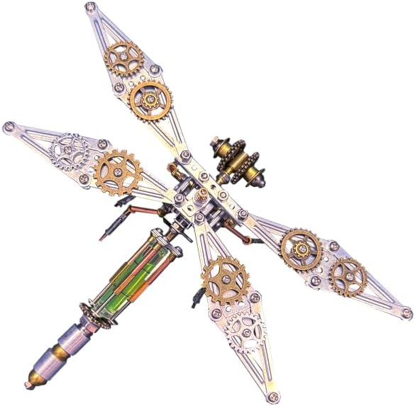 3D Dragonfly Metal Puzzles Insect Model Bug Mechanical Steampunk Sculpture Craft Kits for Adults Gifts for Birthday Funny Christmas(Mechanical Dragonfly D)