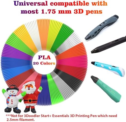 3D Pen Filament 400 Feet 20 Colors, dikale 3D Printing Pen Refills PLA Bonus 250 Stencil eBook, 3D Printer Pen Filament 1.75mm Smooth Printing - Image 4