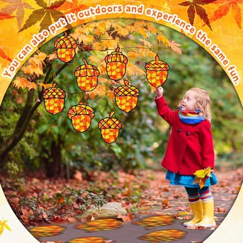 32 Sets Pine Cones Suncatchers Craft Kit DIY Window Stained Glass Effect Fall Autumn Pine Cones Paper Craft Home School Classroom Decoration Kid Birthday Gift Creative Art Project Activity Game - Image 6